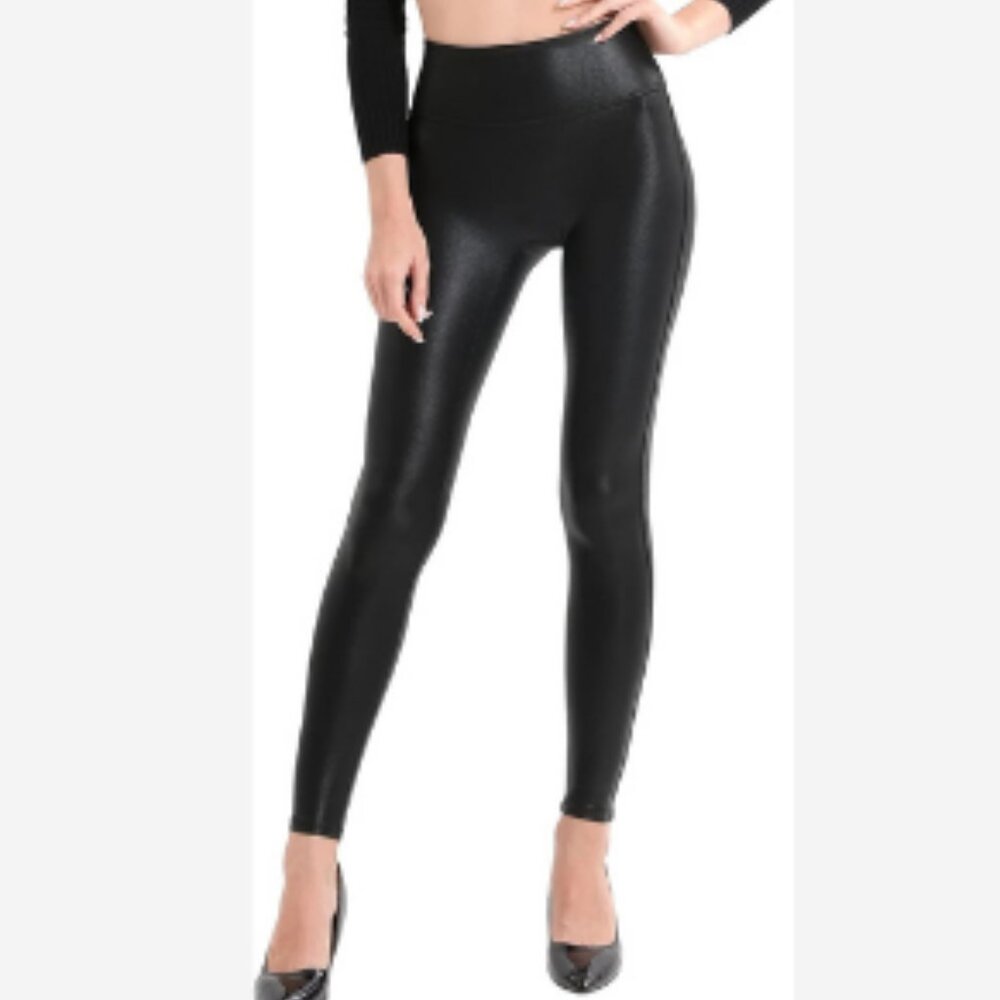 Ginasy Y2K Legging Faux Leather Sz. Large Black Tummy Control Stretch High Waist